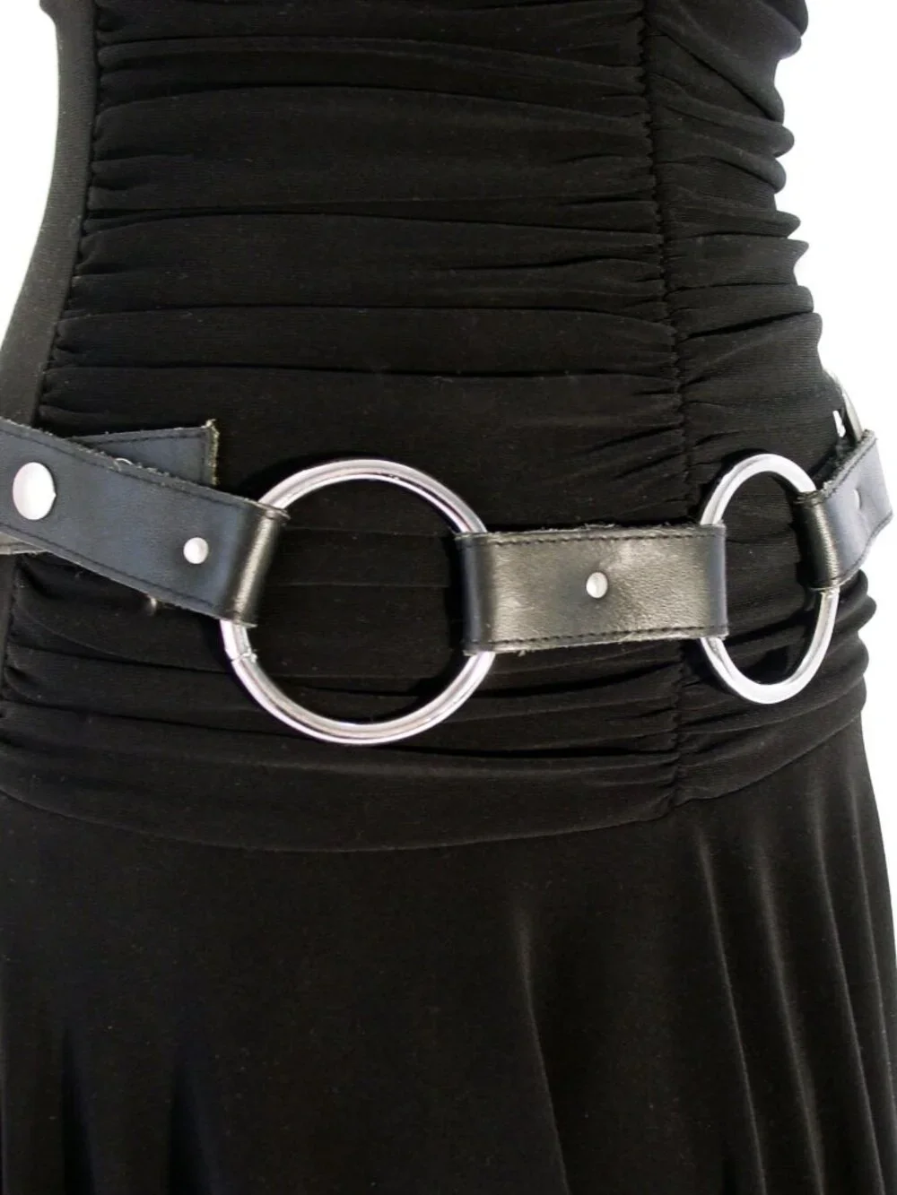 SILVER RINGS Leather Snap-On Chain Belt Women's M - Picture 1 of 3